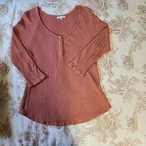 Rag Poets 3/4 Sleeve Ribbed L Top